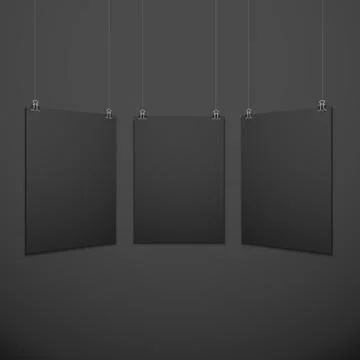 Vertical suspended poster set mockup. Stock Illustration