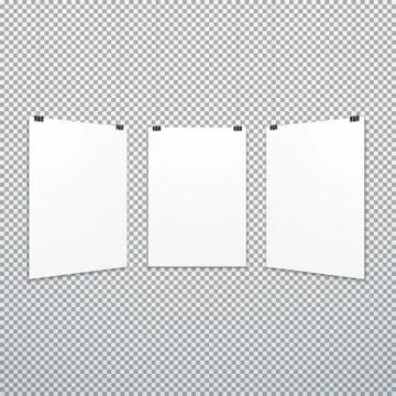 Vertical suspended poster set mockup. Stock Illustration