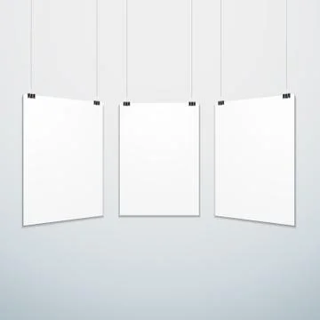 Vertical suspended poster set mockup. Stock-Illustration