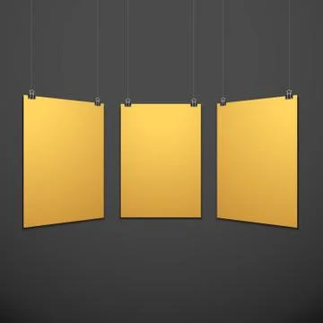 Vertical suspended poster set mockup. Stock Illustration