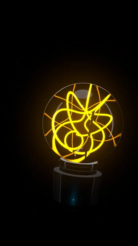Vertical Symmetric Cyber-Glow Light Bulb Authentication, Vertical 9:16 4K Stock-Footage 337228689