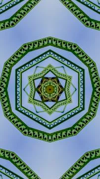 Vertical Symmetrical angular circle design created from doubling a photo of a Foto stock