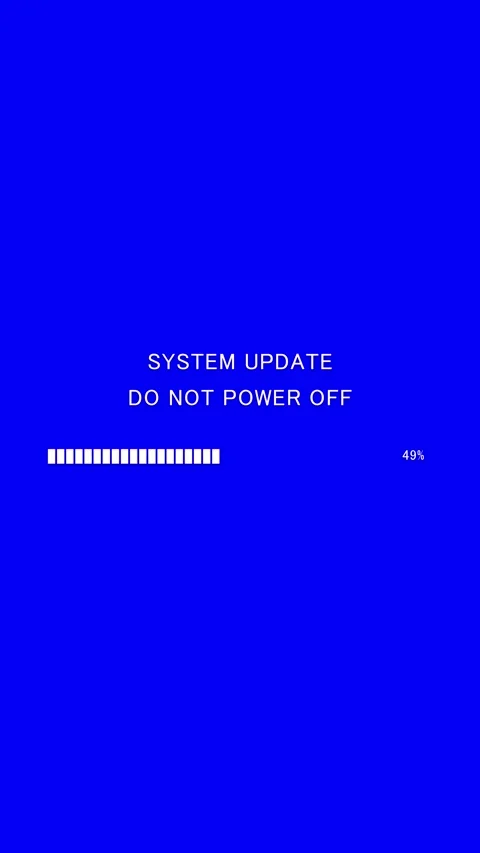 Vertical system update do not power off text with progress bar on blue Stock Footage 340131037