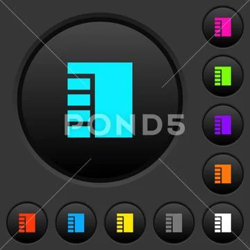 Vertical tabbed layout active dark push buttons with color icons ...