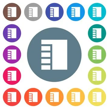 Vertical tabbed layout active flat white icons on round color backgrounds Stock Illustration