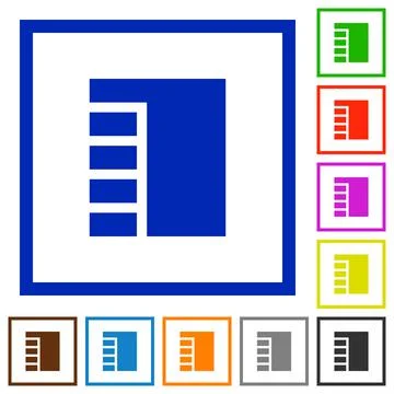 Vertical tabbed layout active flat framed icons Stock Illustration
