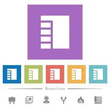 Vertical tabbed layout active flat white icons in square backgrounds Stock Illustration