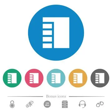 Vertical tabbed layout active flat round icons Stock Illustration