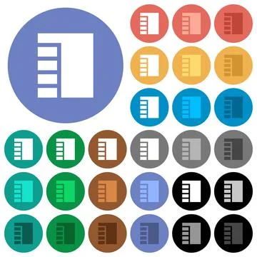 Vertical tabbed layout active round flat multi colored icons Stock Illustration