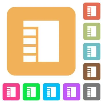 Vertical tabbed layout active rounded square flat icons Stock Illustration