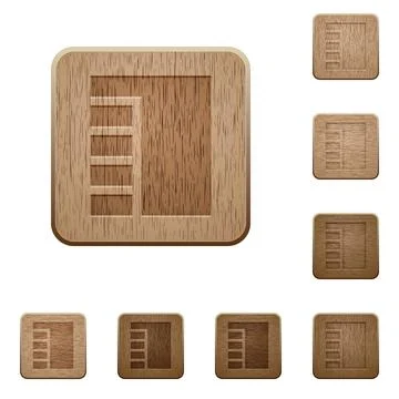 Vertical tabbed layout active wooden buttons Stock Illustration