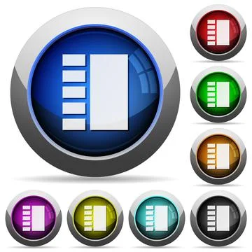 Vertical tabbed layout round glossy buttons Stock Illustration