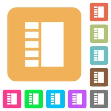 Vertical tabbed layout rounded square flat icons Stock Illustration