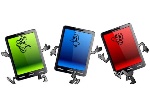 Vertical tablet computer in the form of little people Illustrazione stock