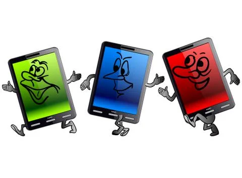 Vertical tablet computer in the form of little people Stock Illustration