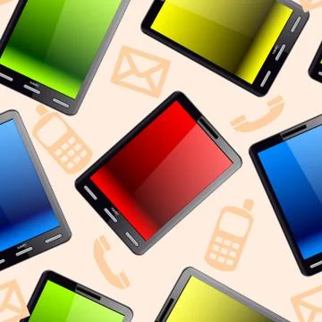 Vertical tablet computer. seamless wallpaper. 스톡 일러스트
