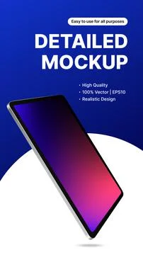 Vertical Tablet Presentation Mockup. Realistic Device Design for Social Media Stock Illustration