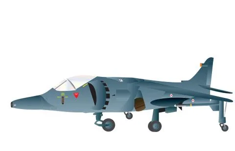 Vertical takeoff fighter plane Illustrazione stock