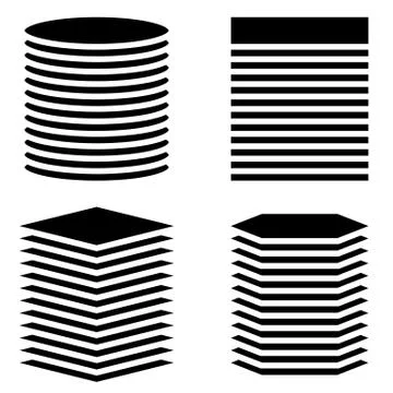 Vertical tanks, towers. Circle, rectangle, square, hexagon versions 스톡 일러스트