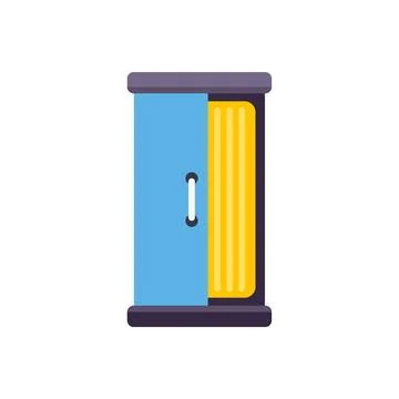 Vertical tanning bed cabin with ultraviolet light Stock Illustration