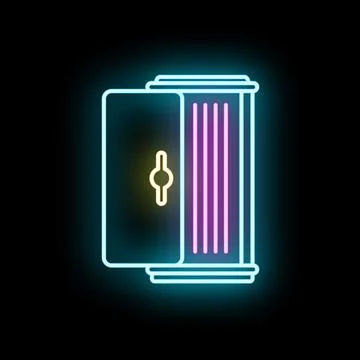Vertical tanning bed neon glowing icon design 库存插图