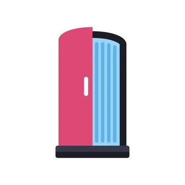 Vertical tanning booth solarium icon on white background Stock Illustration