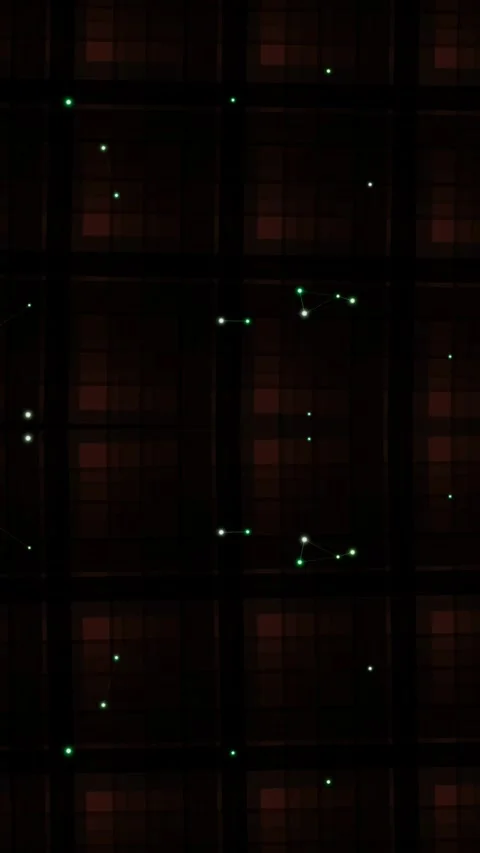 Vertical Technical Grid and Digital Node Connectivity System Stock Footage 340490664