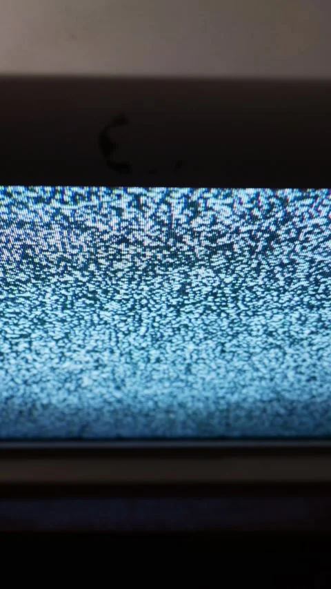 Vertical Television Screen Displaying Static White Noise Interference Loop Stock Footage 335635833