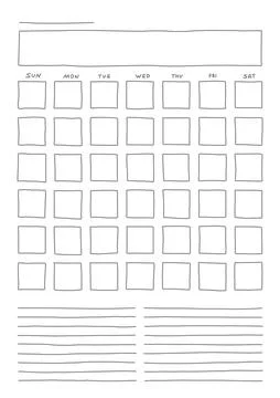 Vertical Template blank month planner with place for notes Stock Illustration