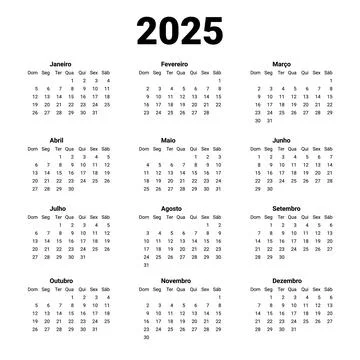 Vertical template calendar New Year 2025. Portuguese calendar design. Portugues Stock Illustration