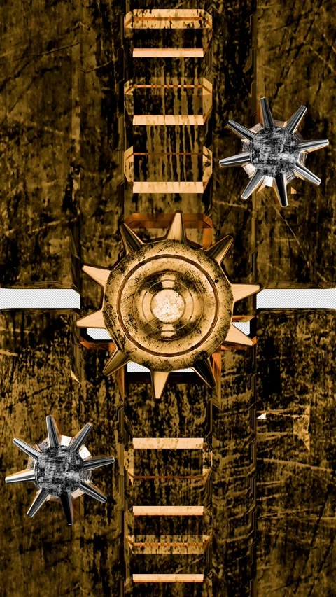 Vertical template opening and closing rusty golden gates 3d render with alpha Video stock 300709693