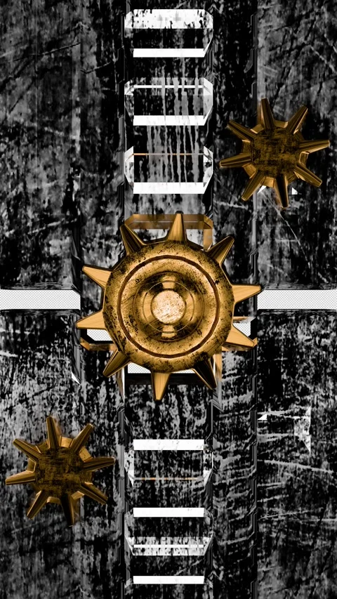 Vertical template opening and closing rusty silver gates 3d render with alpha Video stock 300709774