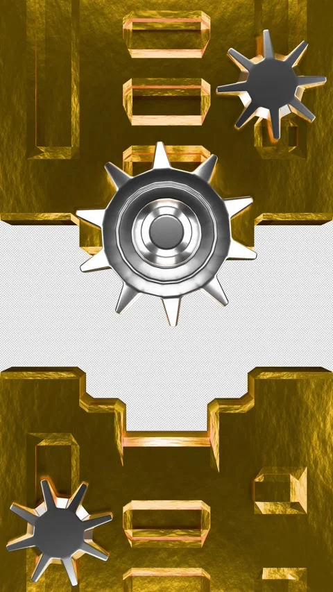 Vertical template opening and closing golden gate 3d render with alpha channel. Video stock 300709994