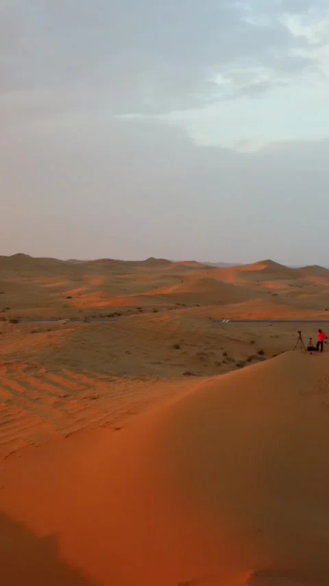 Vertical Tengger Desert Aerial View Drone Nature Sand Scenery Stock Footage 327679222