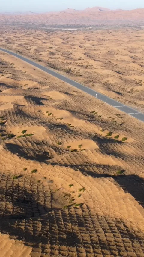 Vertical Tengger Desert Aerial View Drone Nature Sand Scenery Stock Footage 327679307