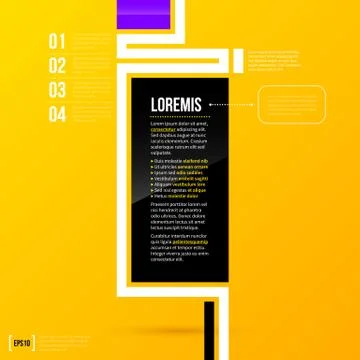 Vertical text frame template on bright yellow background in modern corporate Stock Illustration