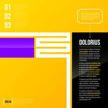 Vertical text layout with minimalistic elements on bright yellow background. Stockillustratie