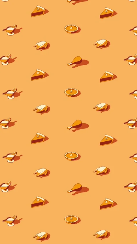 Vertical Thanksgiving dinner themed isometric pattern loop animation Stock Footage 320140985
