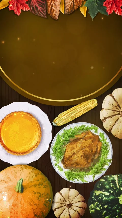 Vertical Thanksgiving Holiday Background in 4K UHD with Seasonal Fall Desig.. Stock Footage 344659461