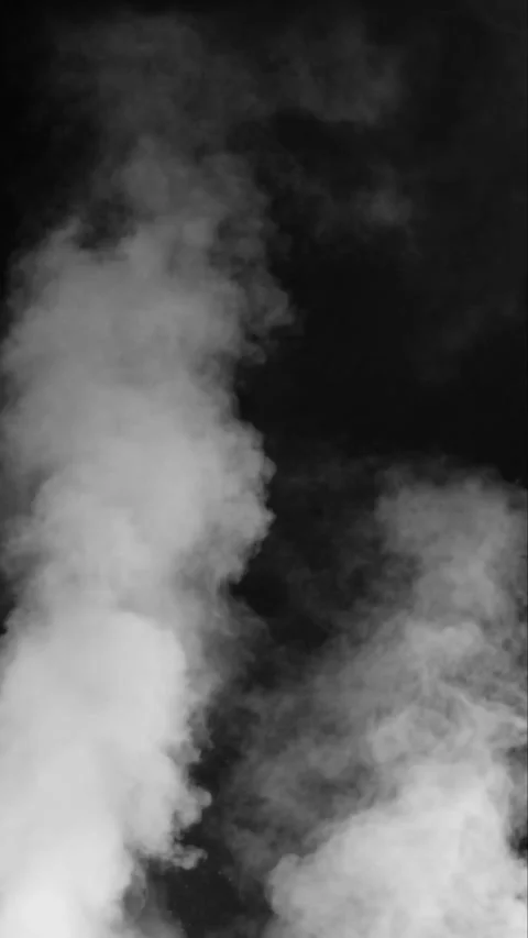 Vertical thick fog smoke overlay billowing on black background Stock Footage 337609057