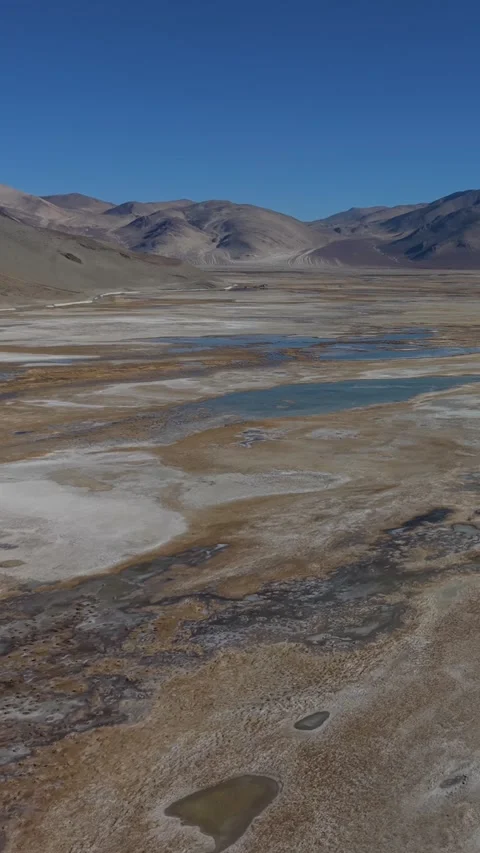 Vertical Tibet Landscape Aerial View Drone Nature Snow Mountain Stock Footage 327683431