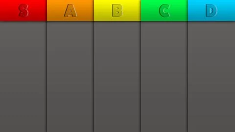 Vertical tier list template with five tiers Stock Illustration