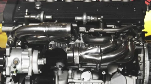 vertical tilt on a Ferrari engine closeu... | Stock Video | Pond5