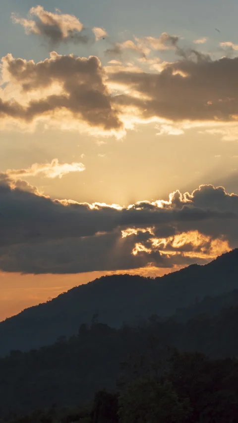 Vertical Time-lapse Blue sky white cloud mountain Tropical landscape Video stock 331272661