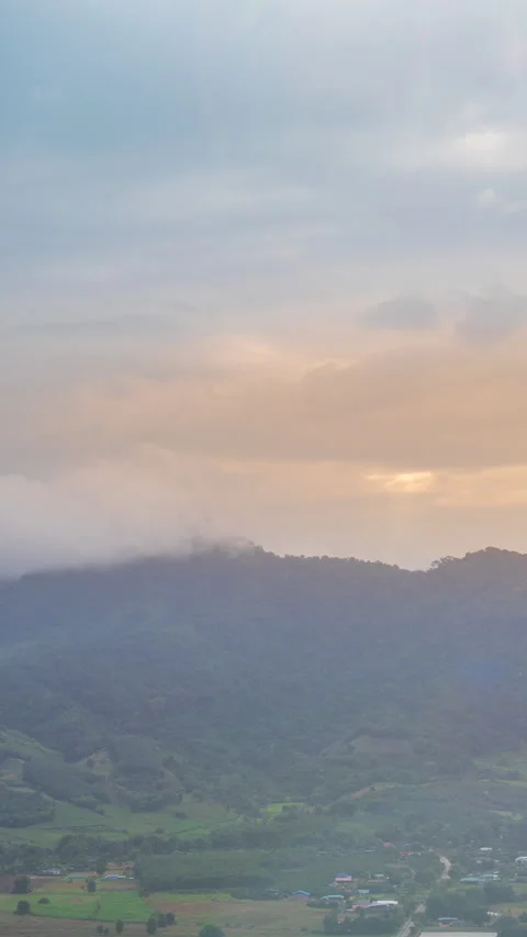 Vertical Time-lapse Blue sky white cloud mountain Tropical landscape Video stock 331273216