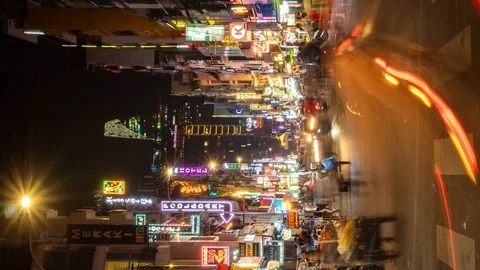 VERTICAL TIME LAPSE Bui Vien Street, Nighttime Crowded Touristic Area Stock Footage 115958717