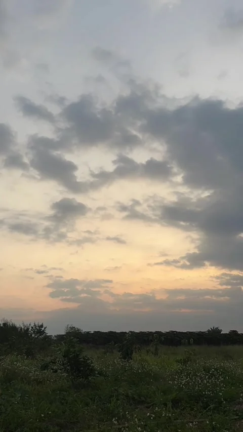 Vertical Time lapse of majestic cloudy sky with sun over horizon Stock-Footage 337517564