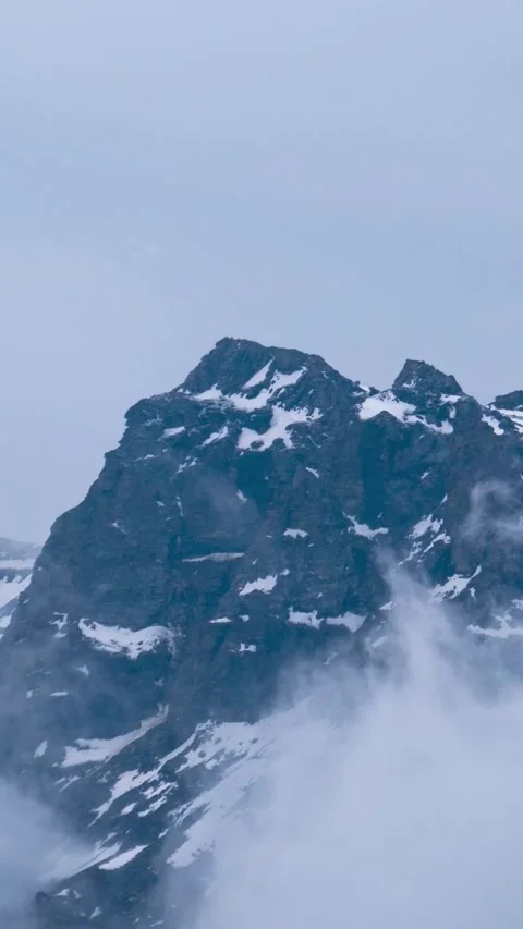 Vertical Time Lapse shot of dark stormy clouds above the snowy Himalayas Stock Footage 282123412