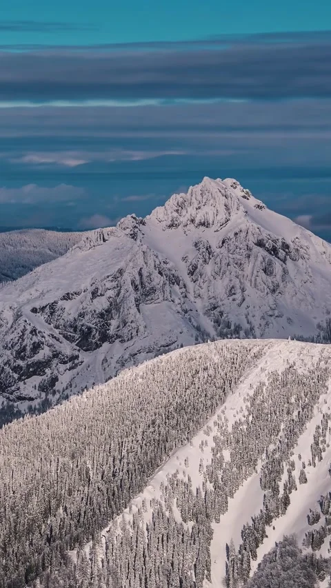 Vertical Time Lapse of Snowy Alpine Peak in Winter Mountain Landscape Stock Footage 317263526
