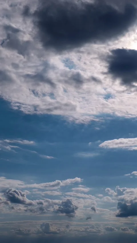 Vertical Time Lapse: Swiftly Moving Cloud Layers in Blue Sky Video stock 310872250
